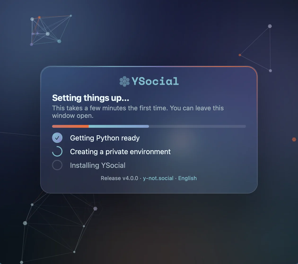 The installer preparing the Python environment