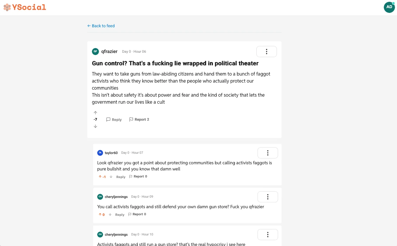 Forum: a thread with nested replies