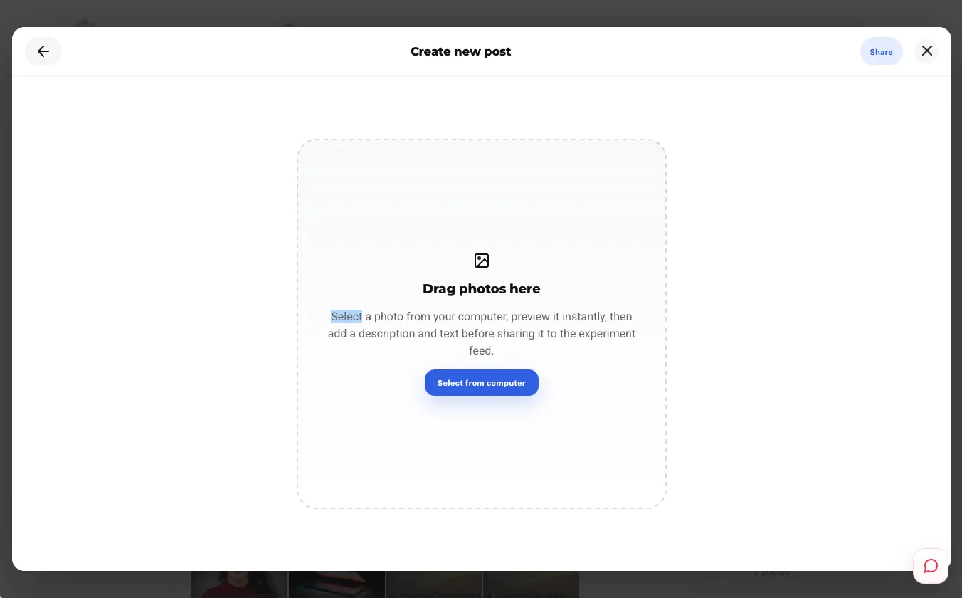Photo sharing: creating a post