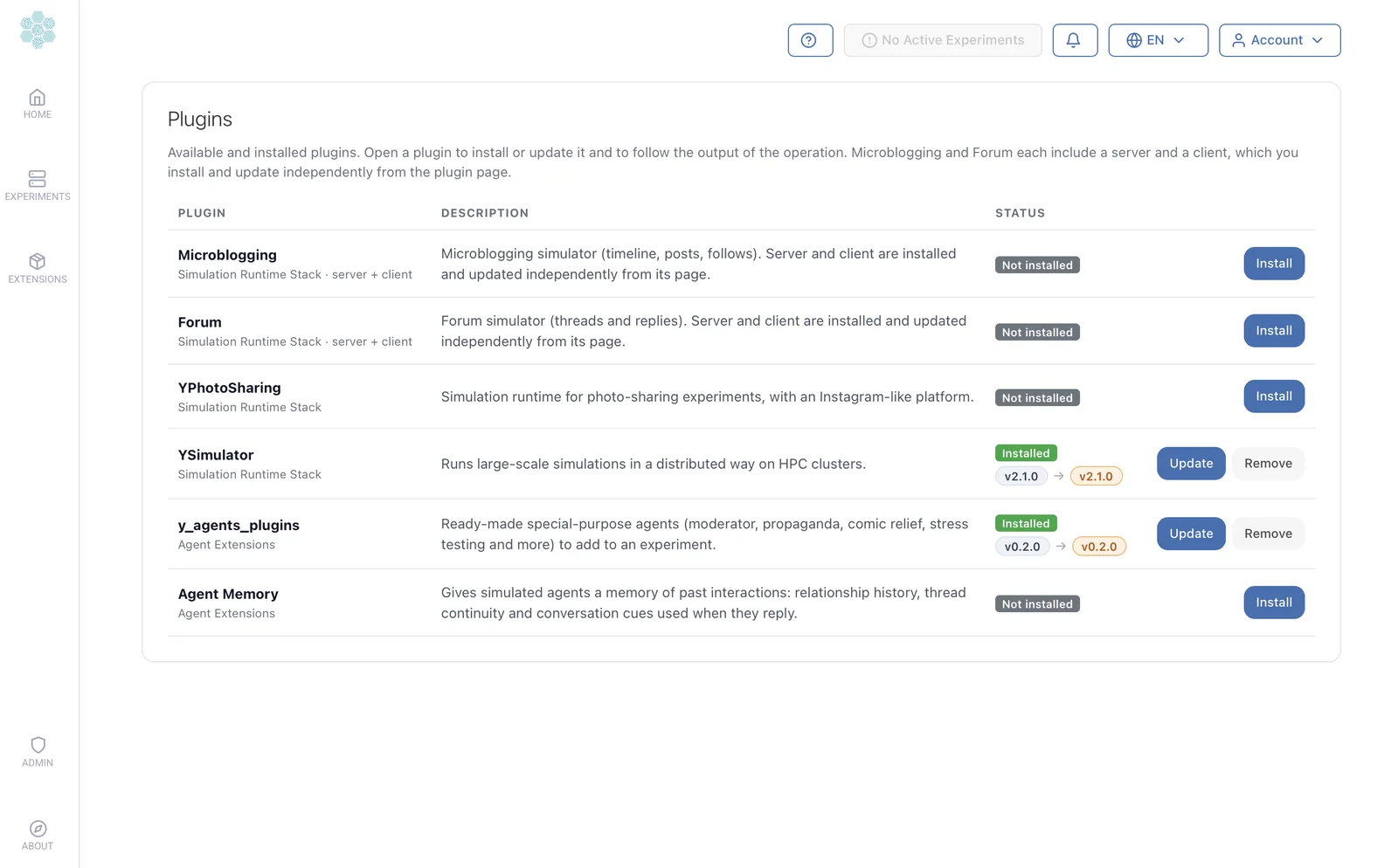 Admin panel: plugins